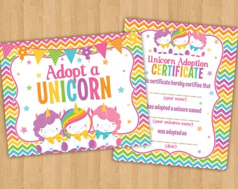 Unicorn Party Printable Adopt a Unicorn Birthday Sign Magical