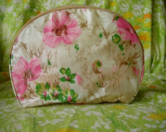 vintage pink floral travel cosmetics bag by celebrity