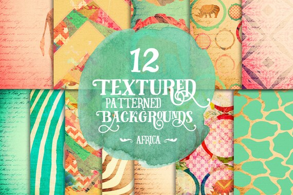 Digital paper pack - Digital paper - Instant download - 12 Digital Papers - Africa - Scrapbook paper