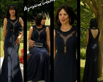 Midnight Blue evening dress size 38/40. Party dress in midnight blue size 8/10