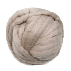 Merino / Silk Roving, Sand - Neutral Color Mulberry Wool Silk Blend Fiber for Spinning & Felting