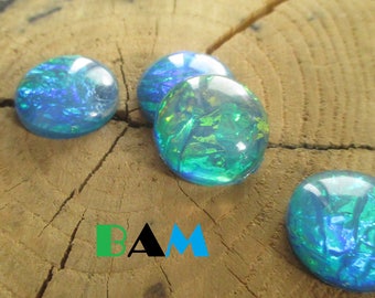 Set of 2 blue scarab cabochons 20mm