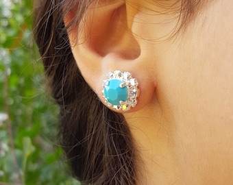 Turquoise Earrings Silver Stud, Turquoise Earrings, Turquoise Earrings Silver, Stud Earrings, Silver Stud Earrings, Turquoise Earrings Stud