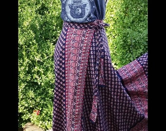 ViNtAgE 1970's indian block print wrap maxi skirt. LOVE!!