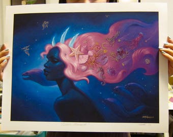 Cosmic Mermaid Hand-Embellished Limited Edition Archival Print