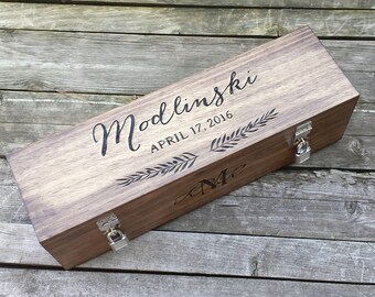 Custom rustic wood wine box, wedding memory or love letter box, wedding wine box ceremony, wooden wine crate, housewarming anniversary gift