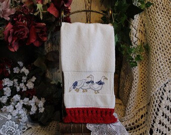 Vintage Trio Of Geese Kitchen Towel