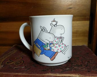 Vintage Sandra Boynton Mug featuring Hippos "Fact: There are three times as many Mondays as there are Fridays."