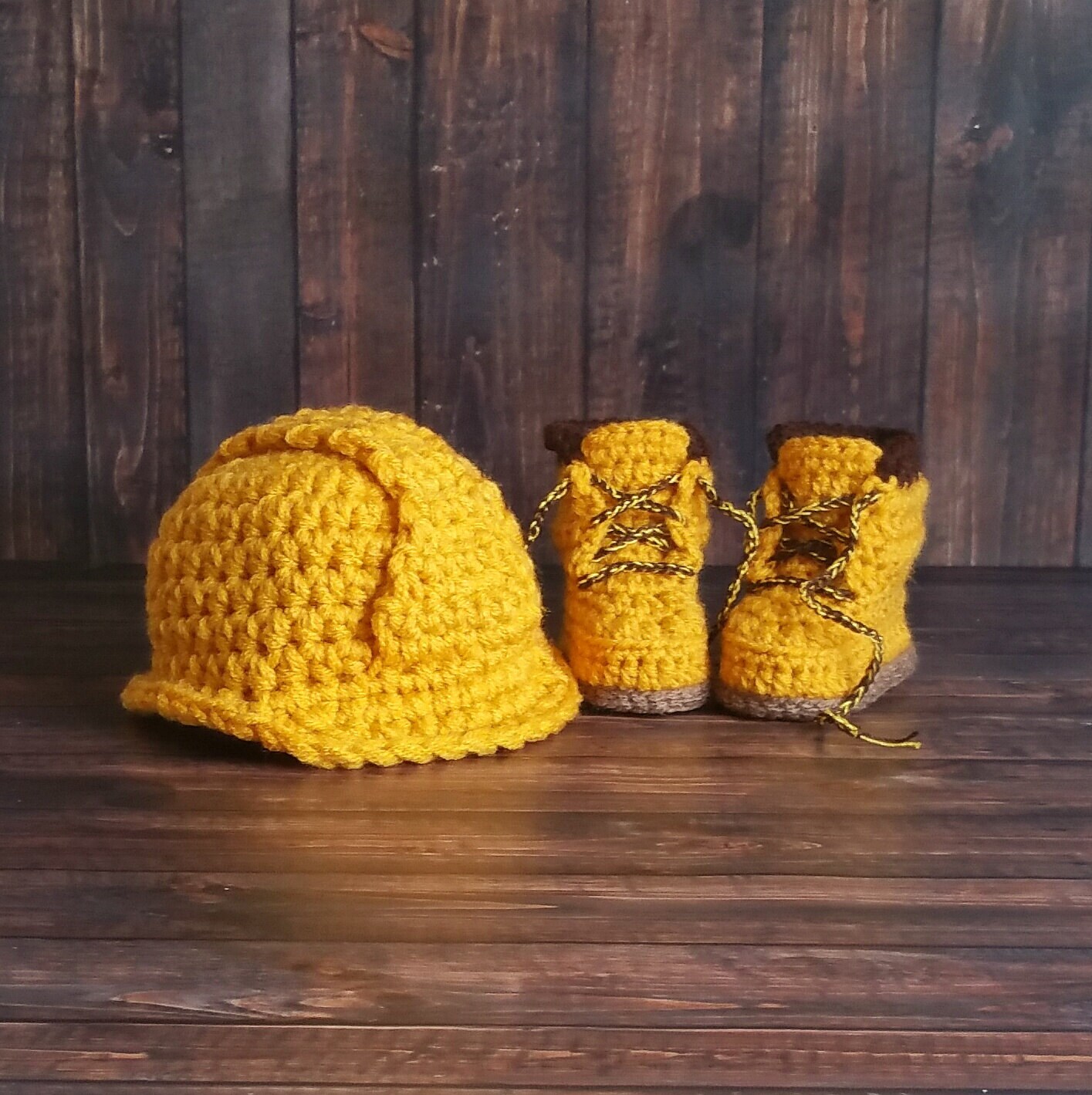 Baby Construction Boots and Hard Hat Set Baby Boy Work Shoes