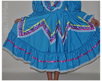 Blue Jalisco Dress/ Pink Jalisco Dress / Vestido de Jalisco Azul / Vestido Rosa de Jalisco / Cinco de Mayo Girl Dress Pink and Blue