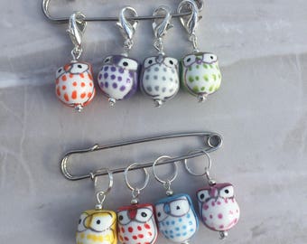 Owl Stitch Markers, stitch markers, knitting supplies, progress markers, progress keepers, crochet markers