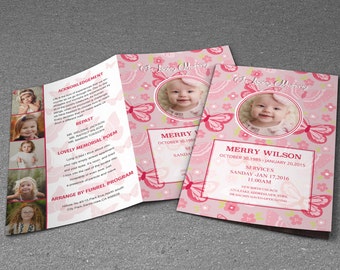 Printable Funeral Program Template - Child Funeral Program Template - MS Word and Photoshop Template - INSTANT DOWNLOAD