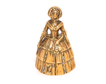 Vintage Brass Visitors Bell, Old Brass Hand Bell, Brass Lady Calling Bell, Crinoline Lady Bell, Solid Brass Desk Bell, Dinner Bell
