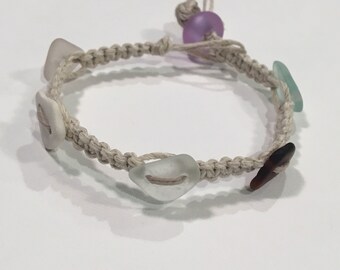 Beach Glass Hemp Bracelet