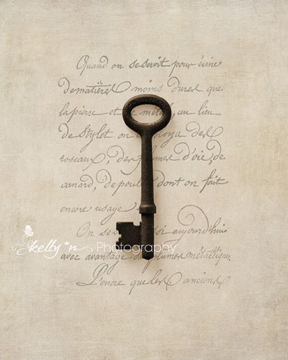 Key Photography Skeleton Key Photo French Script and Key