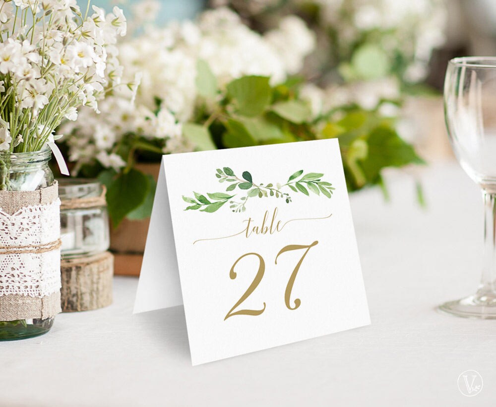 Greenery Wedding Table Numbers 140 Printable Wedding Table