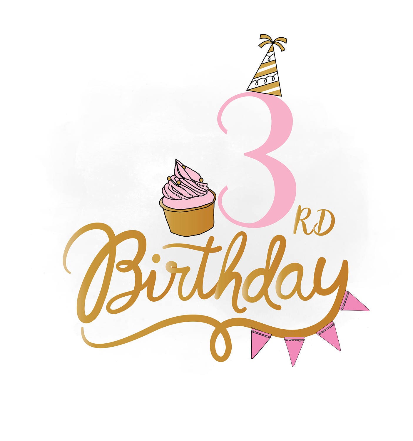 Download 3rd Birthday SVG clipart, baby girl Birthday Quote ...