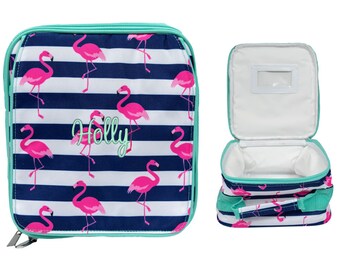 Lunch Bag Lunch Box Lunch Bag for Women Lunch Tote Lunch Bag Insulated Lunch box for women Lunch Bag Flamingo Lunch With Mint Trim In Stock