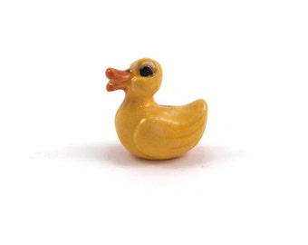 1 Yellow Duck Beads Rubber Duckies Peruvian Ceramic Hand Painted and Glazed 20x18mm - Free Combined Shipping