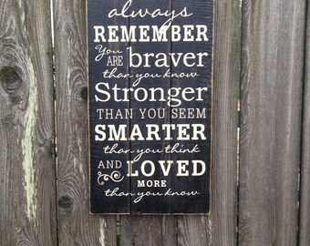 Always Remember You Are Braver Than You Seem- Pallet Sign- Winnie the Pooh quote
