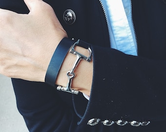 Equestrian Double Wrap Bit Bracelet, Horse Bracelet, Leather Horse Bracelet, Snaffle Bit Bracelet
