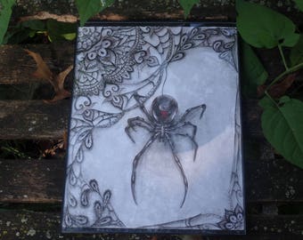 Lace design spiderweb with Black Widow Spider
