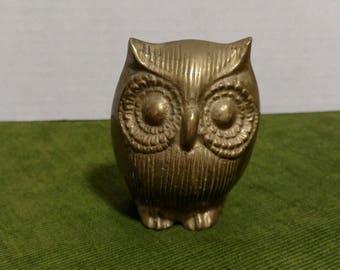 Brass Owl Paperweight 3 Inches Tall