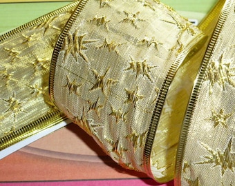 Ribbon star Christmas 6.5 cm x 2.76 m for decoration