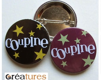 Badge Coupine stars black or plum 38mm