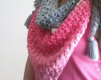 Crochet triangle scarf/ crochet scarf/ adult scarf/ handmade scarf/ womens accessories