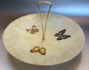 12" Mid century Vintage Butterfly Fiberglass Serving Tray