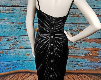 Amazing 80s fitted velvet polka dot dress.