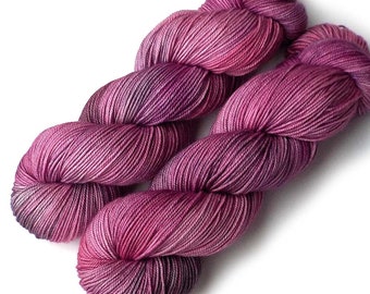 Hand dyed Yarn Boston Bouncy Sport Superfine Merino Silk Handdyed Yarn Silver Rose