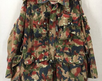 Vintage Men's Swiss Alpenflage Camo Military Field Jacket M65 Sz Large