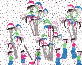 714 dancing under palm trees 1 33 X 33 X 4 design paper napkin