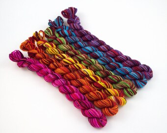 Red Sunset - Hand Dyed Semi Solid and Speckled Sock Yarn Mini Skein Set - SW 75/25 - Superwash Merino Nylon - 252 yards - Dauphine