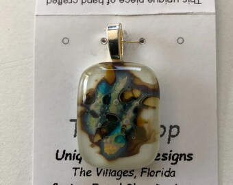 Fused Glass pendants with silver inclusions