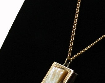 Antique Gold Filled Book Locket Pendant Necklace