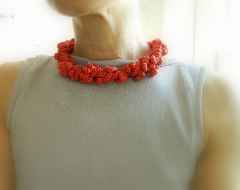 Red Statement necklace Rope Necklace Cord Necklace Bib Necklace fiber necklace Modern necklace nautical necklace Rope Jewelry Gift For Her