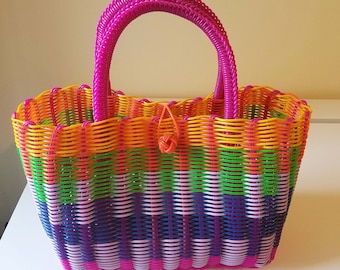 Mexico Woven Bag, Hand Woven, Mexican Tote, Artisan Basket