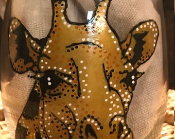 Hand Painted Giraffe Stemless Wine Glass