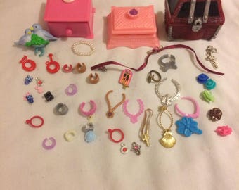 Barbie doll jewelry set necklace earrings for Barbie doll Plus Three Jewelry Boxes Lot