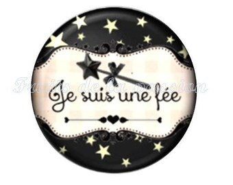 1 cabochon 25mm celestial stars round glass