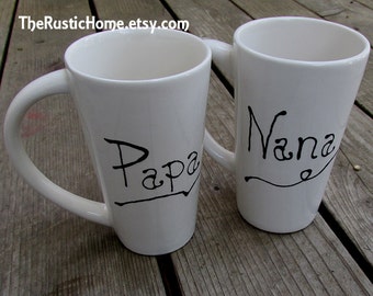 Custom pottery mug choose your name personalized coffee tea mug tall 16 oz ounces latte bistro ceramic pottery gift mr mrs and more