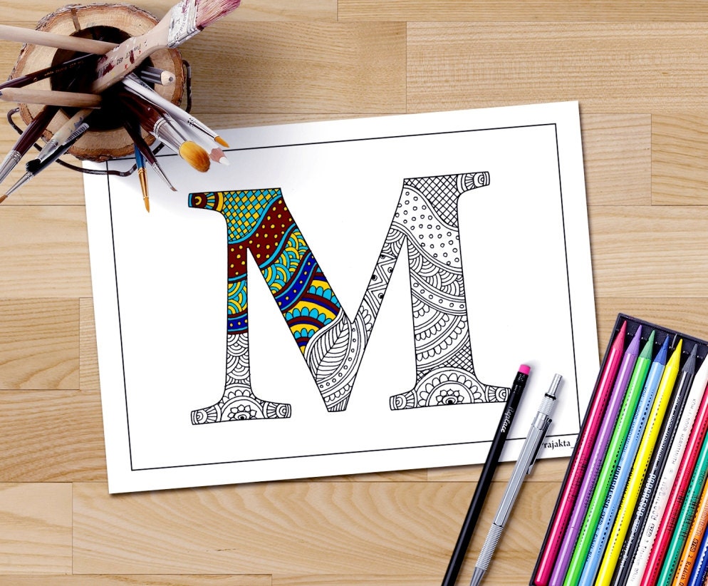 Download adult coloring book download zentangle alphabet letter