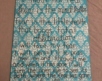 Litany Against Fear Quote Canvas