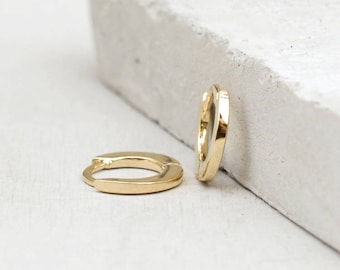 Plain, No Stones Thin Mini Ear Huggie Hoop Earrings, GOLD - Plain cartilage hoops - Different sizes available
