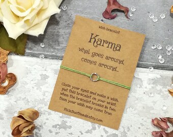 Karma Wish Bracelet, Yoga Bracelet, Karma, Yoga Gift, Karma Bracelet, Karma Circle, Gift for yoga lover, Karma Jewelry, Circle Bracelet Yoga