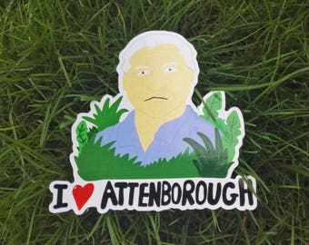 I Love Attenborough Vinyl Sticker - David Attenborough - for nature lovers.