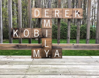 Scrabble - Large Scrabble Tiles - Scrabble Wall Art - Scrabble Letters - Family Name Wood Scrabble Sign - Wooden Letter Tiles - Gallery Wall